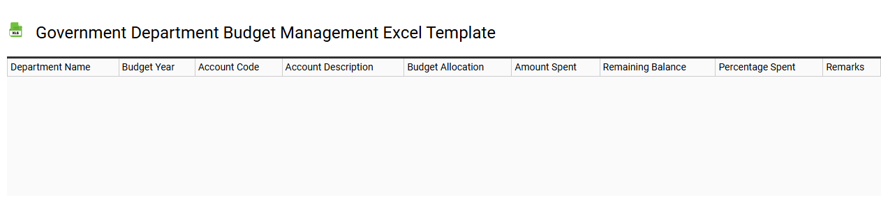 Government department budget management Excel template
