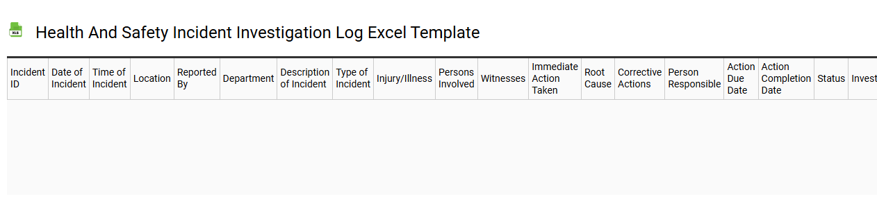 Health and safety incident investigation log Excel template