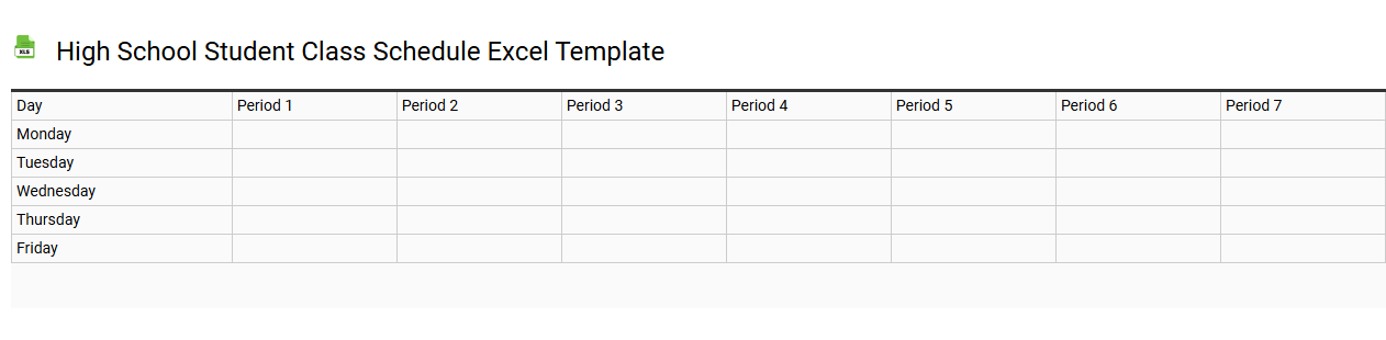 High school student class schedule Excel template
