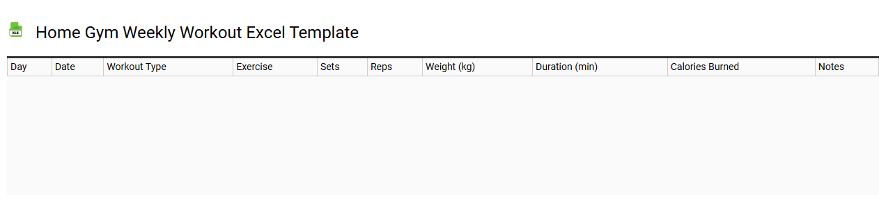 Home gym weekly workout Excel template