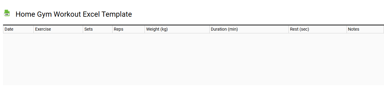 Home gym workout Excel template