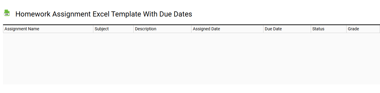 Homework assignment Excel template with due dates