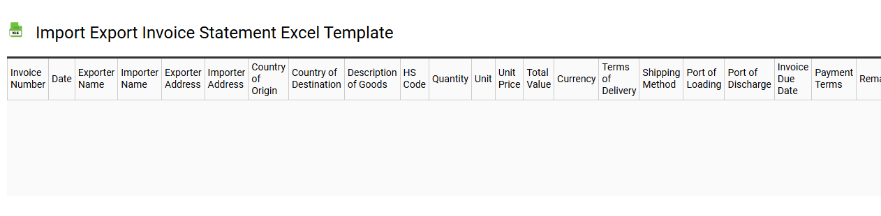 Import export invoice statement Excel template