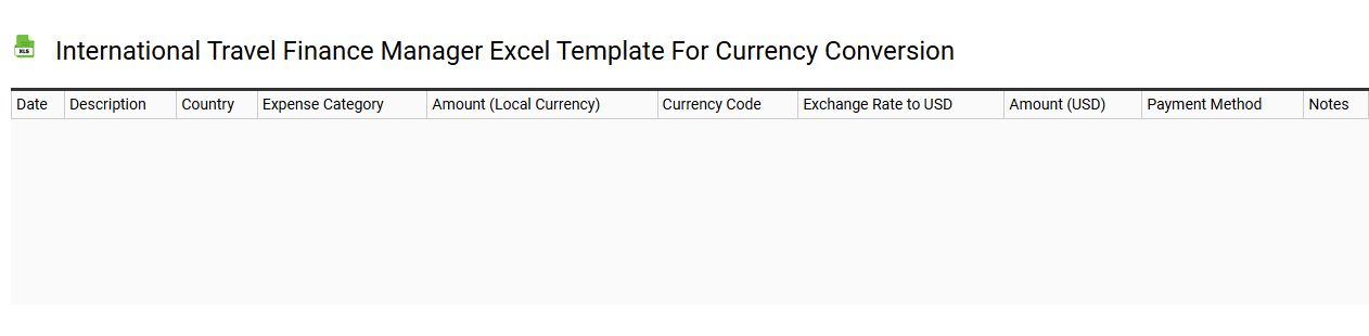 International travel finance manager Excel template for currency conversion