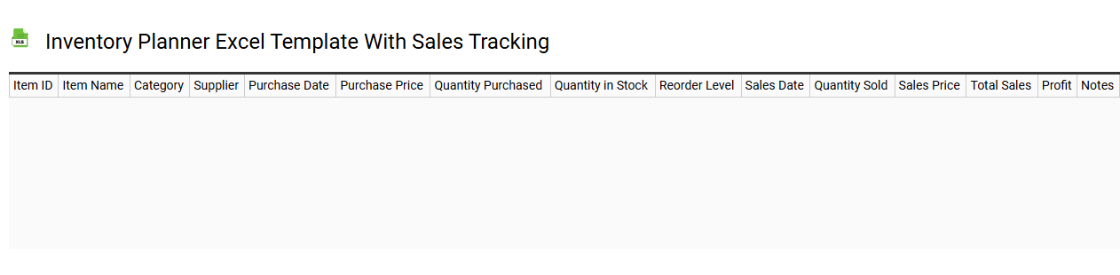 Inventory planner Excel template with sales tracking