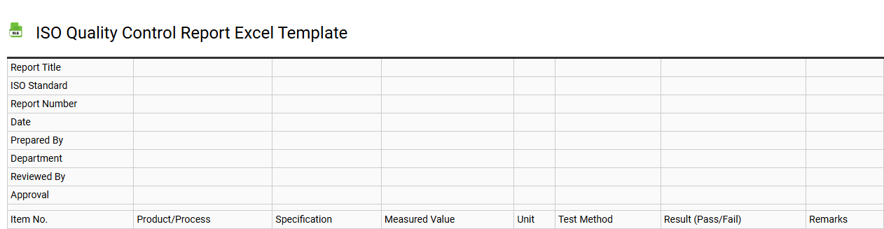 ISO quality control report Excel template