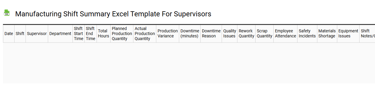 Manufacturing shift summary Excel template for supervisors