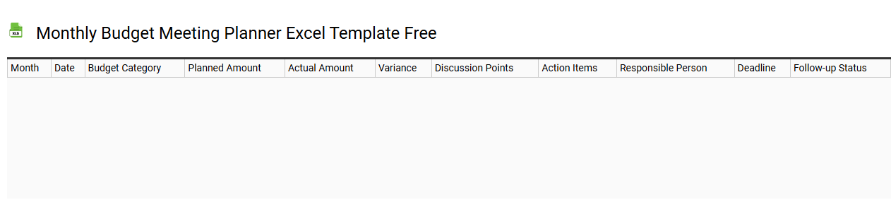 Monthly budget meeting planner Excel template free