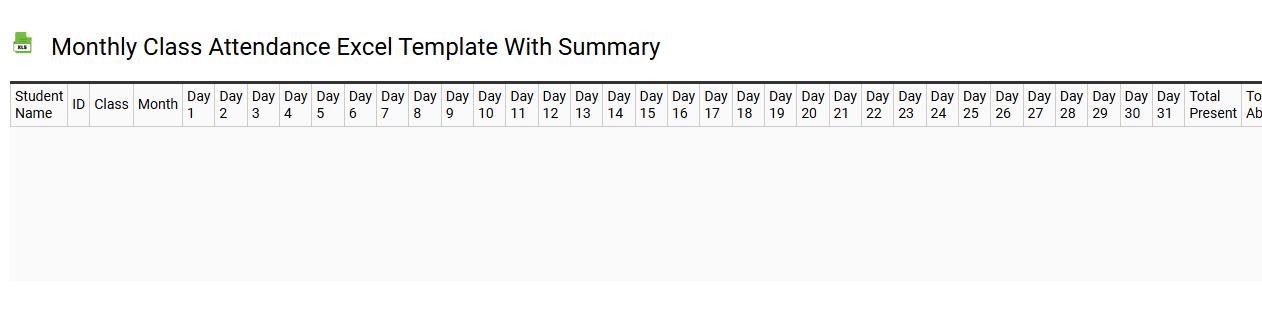 Monthly class attendance Excel template with summary
