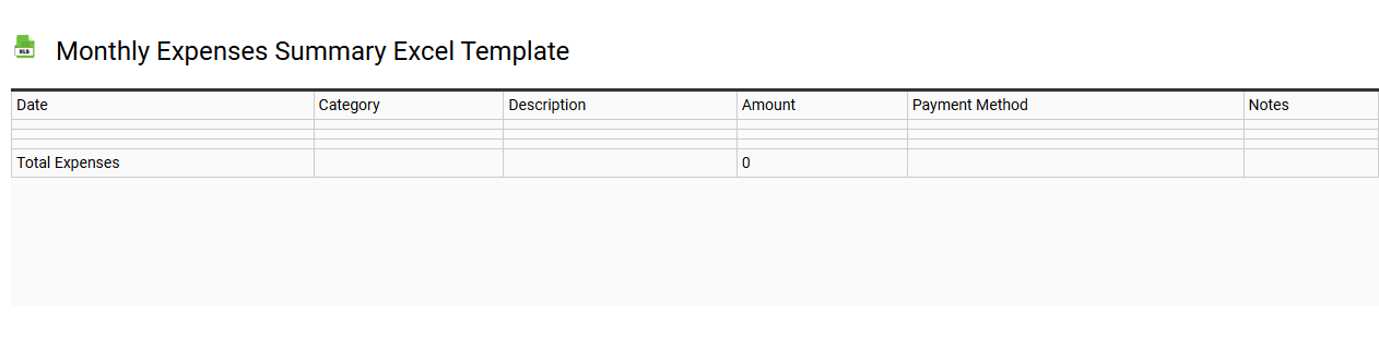 Monthly expenses summary Excel template