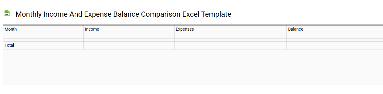 Monthly income and expense balance comparison Excel template