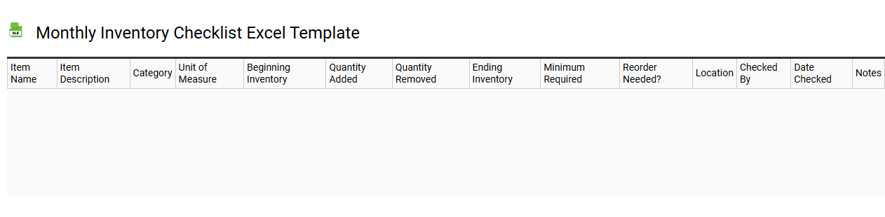 Monthly inventory checklist Excel template