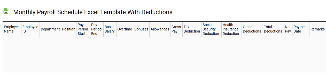 Monthly payroll schedule Excel template with deductions