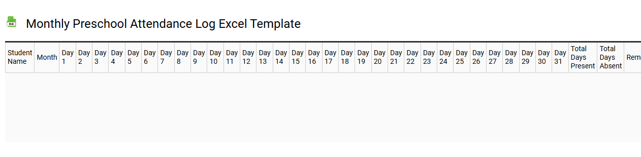 Monthly Preschool attendance log Excel template