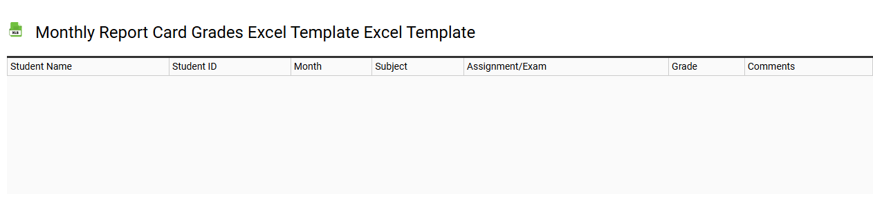 Monthly report card grades Excel template Excel template