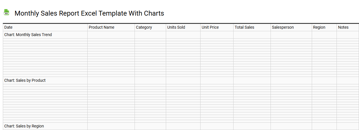 Monthly sales report Excel template with charts