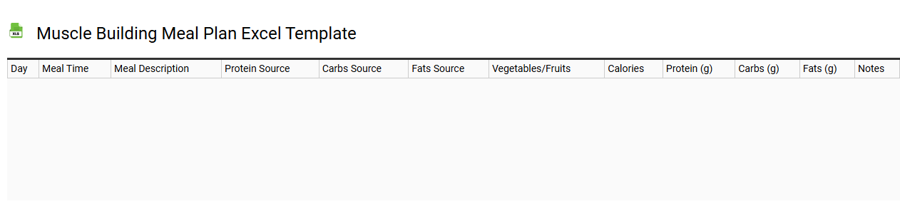 Muscle building meal plan Excel template