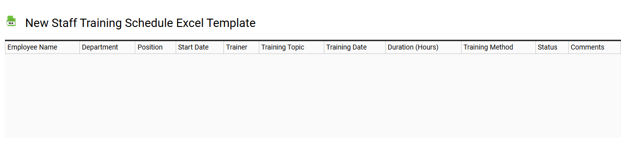New staff training schedule Excel template