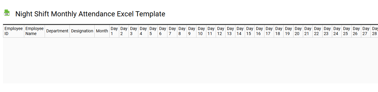 Night shift monthly attendance Excel template