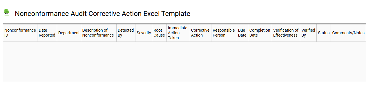 Nonconformance audit corrective action Excel template