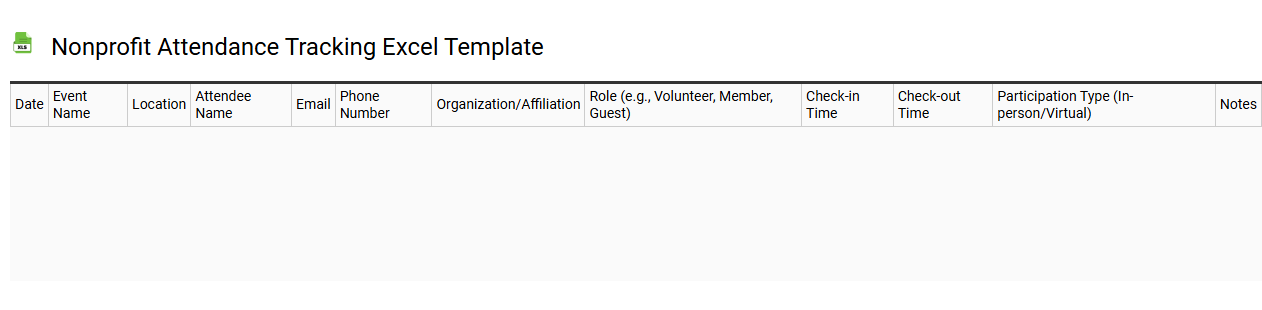 Nonprofit attendance tracking Excel template