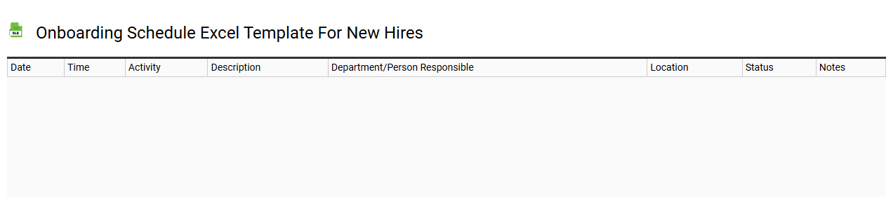 Onboarding schedule Excel template for new hires