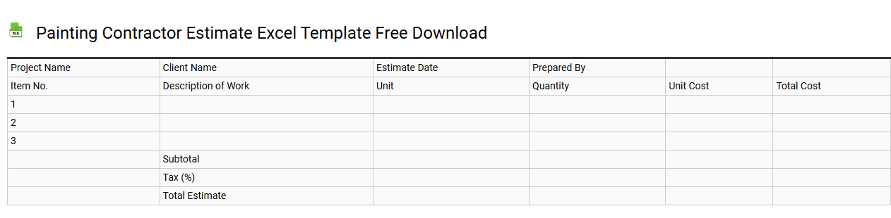 Painting contractor estimate Excel template free download
