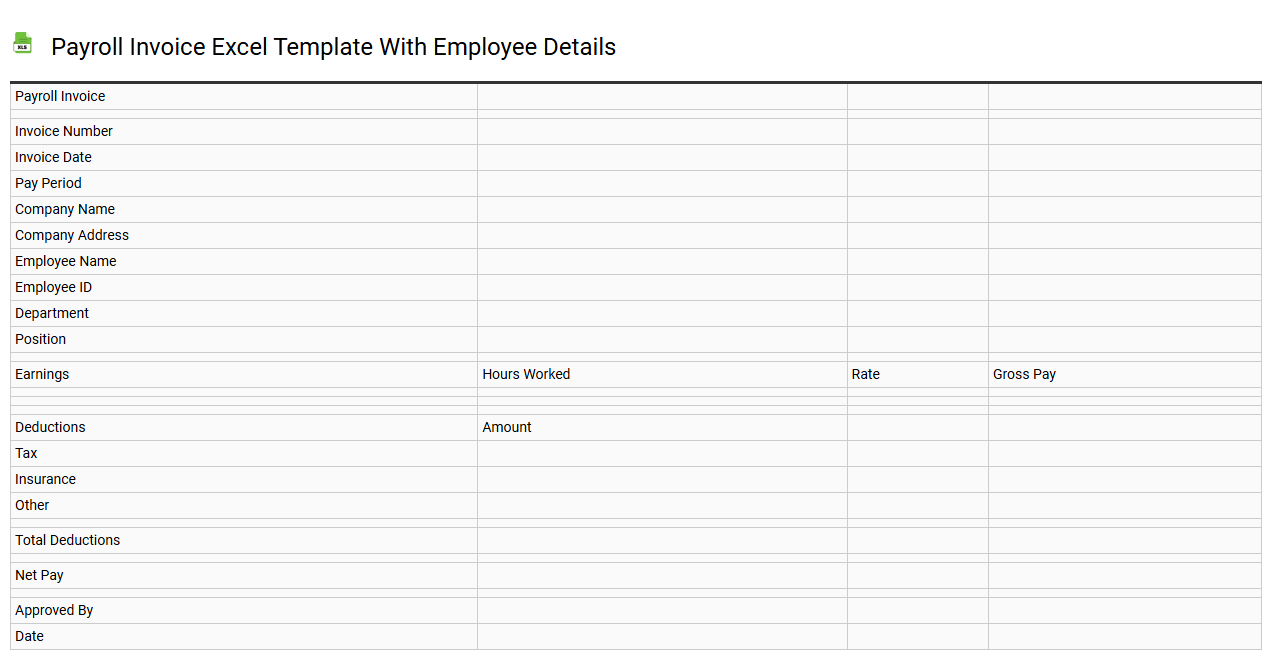 Payroll invoice Excel template with employee details