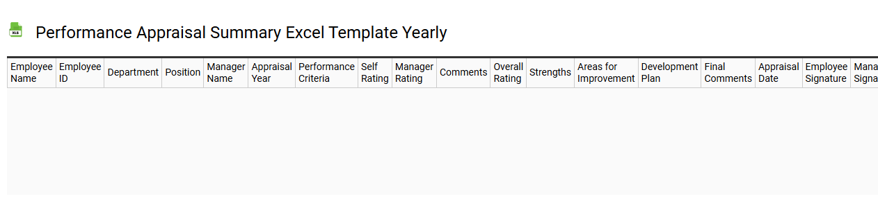 Performance appraisal summary Excel template yearly