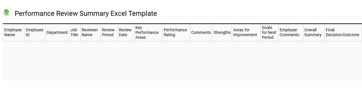 Performance review summary Excel template