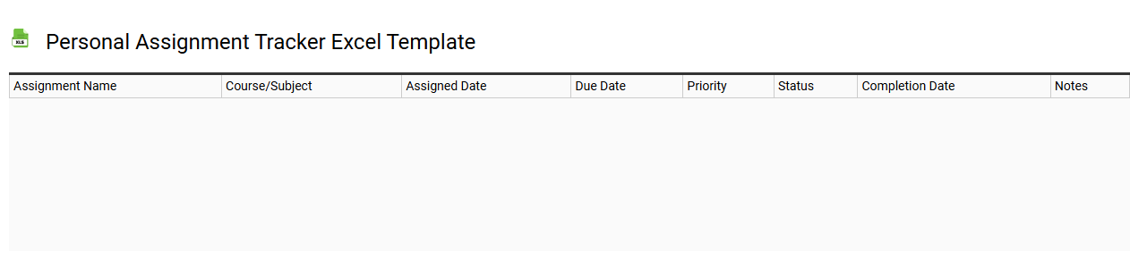 Personal assignment tracker Excel template