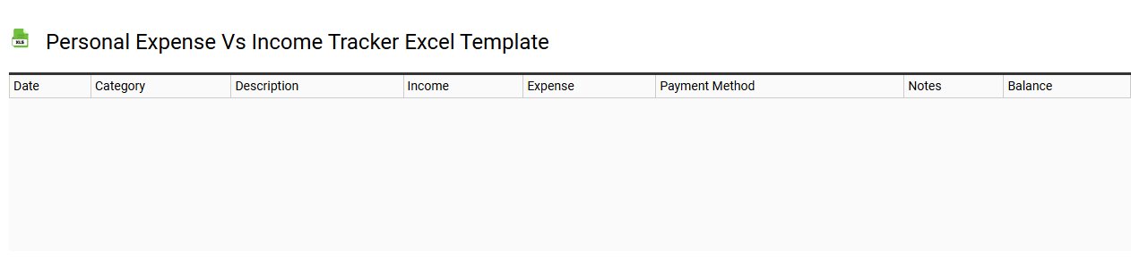 Personal expense vs income tracker Excel template