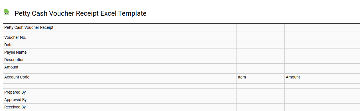 Petty cash voucher receipt Excel template