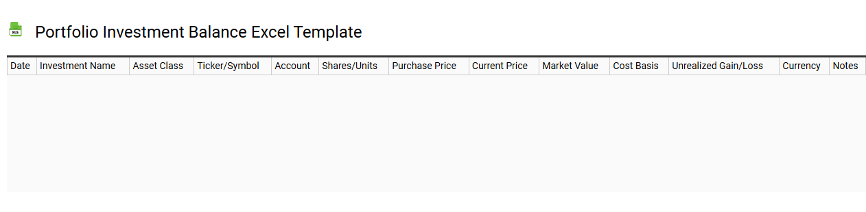 Portfolio investment balance Excel template
