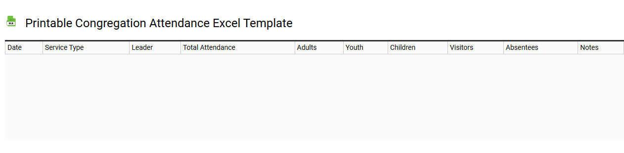 Printable congregation attendance Excel template