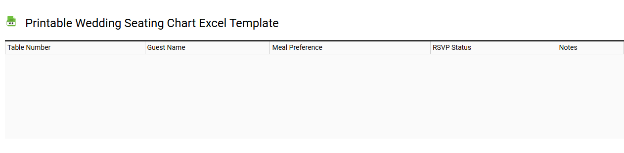 Printable wedding seating chart Excel template