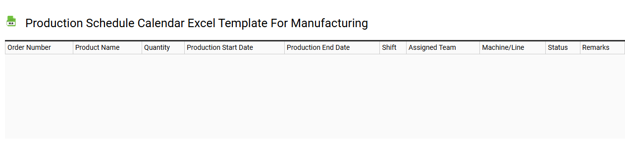 Production schedule calendar Excel template for manufacturing