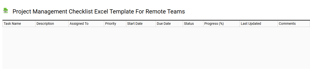 Project management checklist Excel template for remote teams