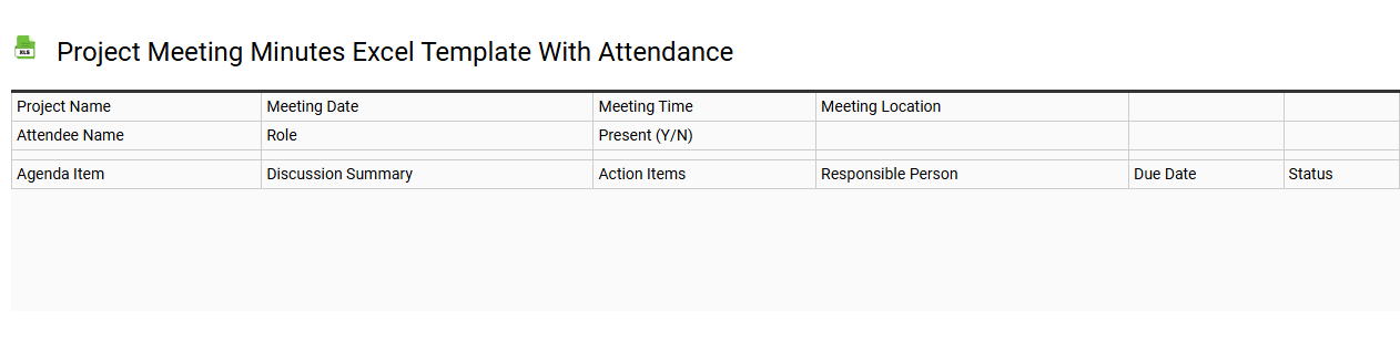 Project meeting minutes Excel template with attendance