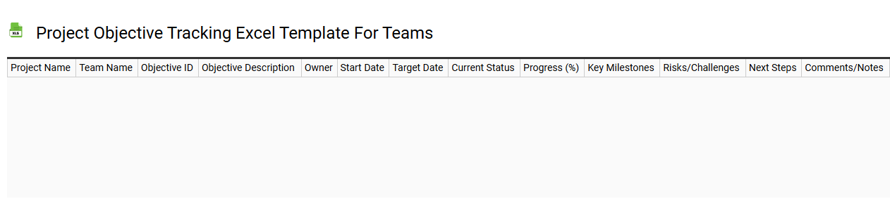 Project objective tracking Excel template for teams