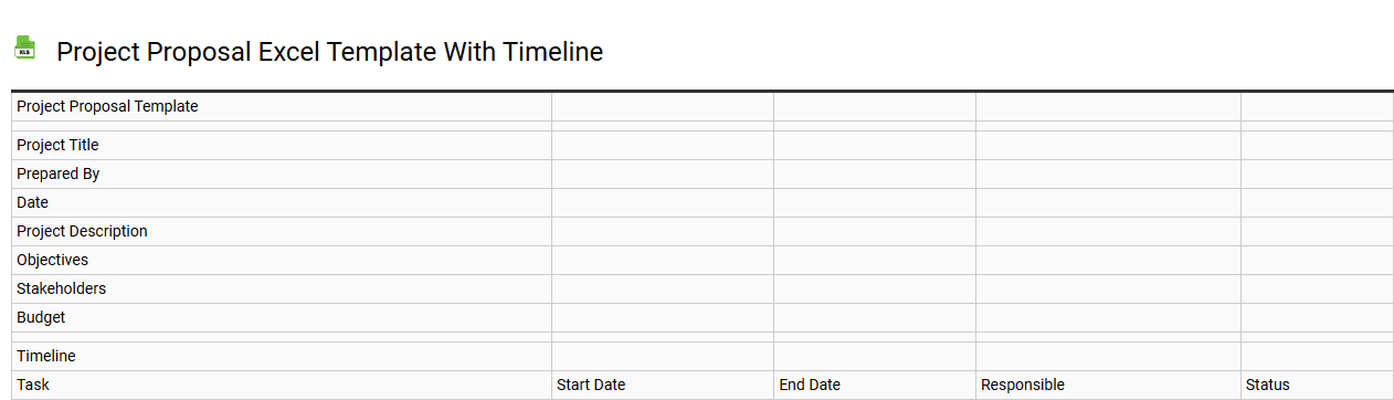 Project proposal Excel template with timeline
