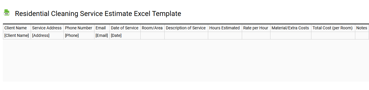 Residential cleaning service estimate Excel template