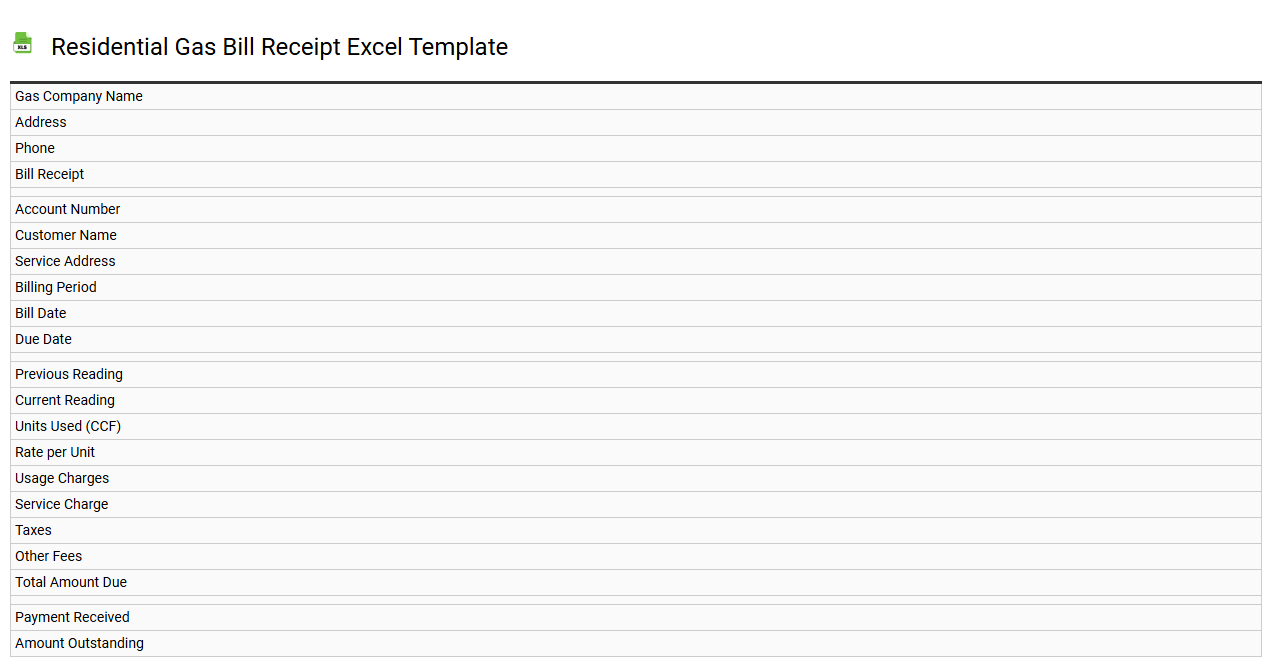 Residential gas bill receipt Excel template
