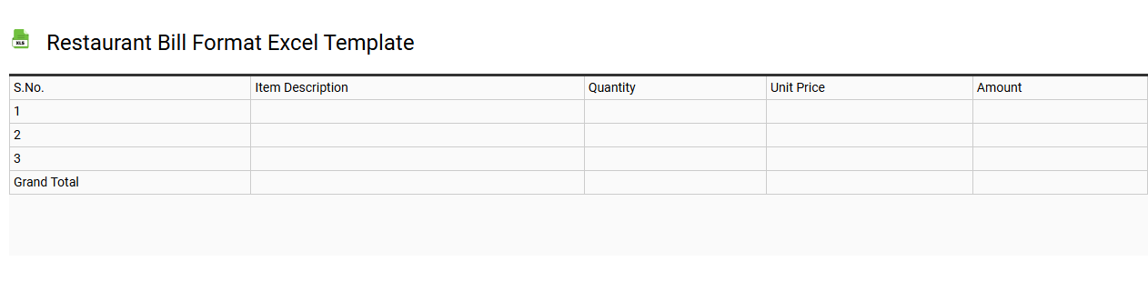 Restaurant bill format Excel template