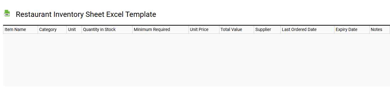 Restaurant inventory sheet Excel template