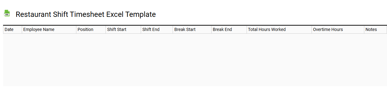Restaurant shift timesheet Excel template