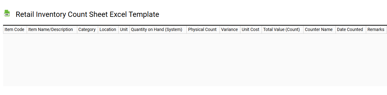 Retail inventory count sheet Excel template
