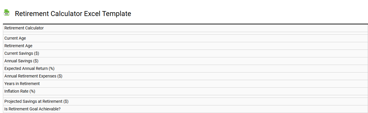 Retirement calculator Excel template