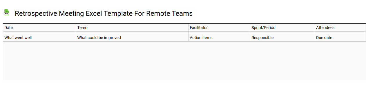 Retrospective meeting Excel template for remote teams