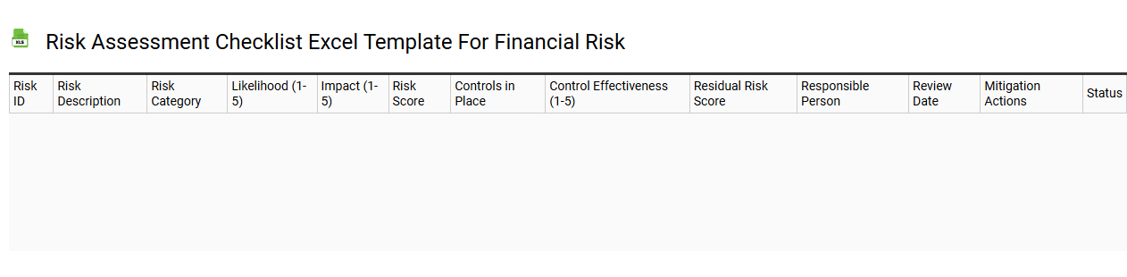 Risk assessment checklist Excel template for financial risk